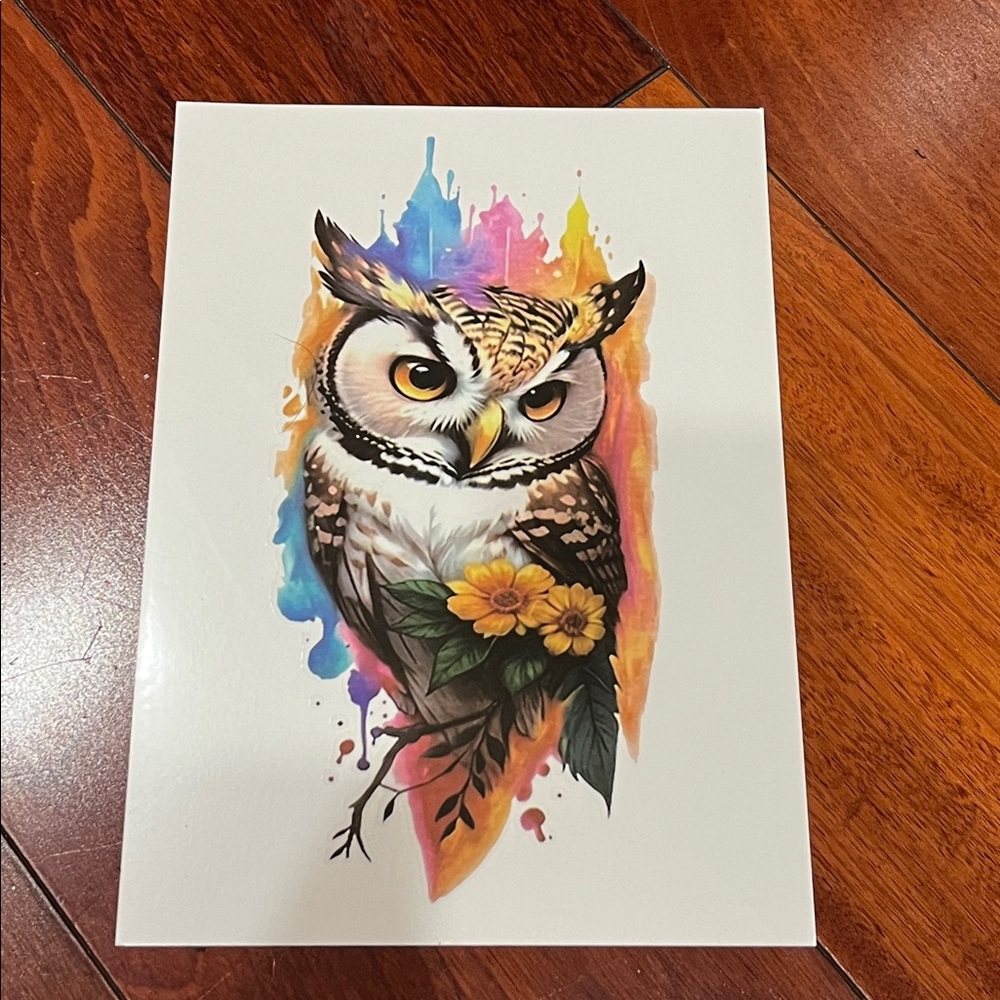 Colorful Owl and Parrot Fun Temporary Art Tattoo New